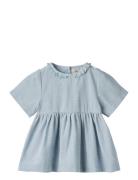 Dress S/S Elma Dresses & Skirts Dresses Casual Dresses Short-sleeved Casual Dresses Blue Wheat