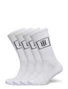 Th Men Crew Sock 4P Monogram Locker Underwear Socks Regular Socks White Tommy Hilfiger
