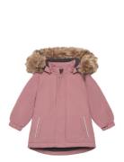 Parka W. Fake Fur Outerwear Shell Clothing Shell Jacket Pink Color Kids