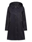 Hooded Cotton-Blend Balmacaan Coat Tynd Frakke Navy Lauren Ralph Lauren