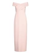 Crepe Off-The-Shoulder Gown Maxikjole Festkjole Pink Lauren Ralph Lauren