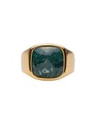Ix Cushion Signet Ring Green Marble Ring Smykker Gold IX Studios