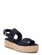 Mid Wedge Sandal Sko Med Kilehæl Blue Tommy Hilfiger