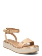 Linen With Gold Flatform Shoes Summer Shoes Platform Sandals Beige Tommy Hilfiger