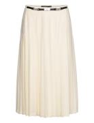 Tk!!! Pleated Georgette Skirt Knælang Nederdel Cream Lauren Ralph Lauren