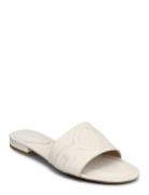 Alegra Iii Nappa Leather Slide Sandal Flade Sandaler White Lauren Ralph Lauren