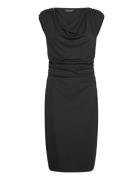 Chain-Trim Stretch Jersey Cowlneck Dress Kort Kjole Black Lauren Ralph Lauren