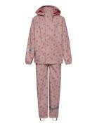 Tippo Printed Pu Set W-Pro 5000 Outerwear Rainwear Rainwear Sets Pink ZigZag