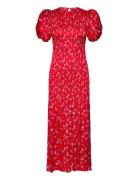 Printed Puff Sleeve Dress Maxikjole Festkjole Red ROTATE Birger Christensen