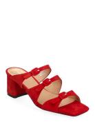 Hanna Buckle Mule Sandal Med Hæl Red Shoe The Bear