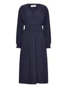 Dress W/ Smock Knælang Kjole Navy Rosemunde