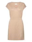 Linen Blend Dress Knælang Kjole Beige GANT