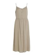 Vipricil Strap Button Dress Knælang Kjole Beige Vila