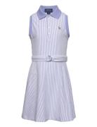 Belted Striped Knit Oxford Polo Dress Dresses & Skirts Dresses Casual Dresses Sleeveless Casual Dresses Blue Ralph Lauren Kids