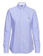 Striped Knit Oxford Shirt Tops Shirts Long-sleeved Blue Polo Ralph Lauren