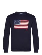 The Iconic Flag Sweater Tops Knitwear Round Necks Navy Polo Ralph Lauren