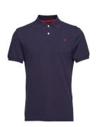 Slim Fit Logo Tops Polos Short-sleeved Navy Hackett London