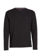 Stretch Slim Fit Long Sleeve Tee Tops T-Langærmet Skjorte Black Tommy Hilfiger