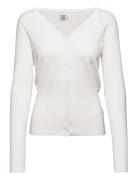A2708, Milasz High Rib Cardigan Tops T-shirts & Tops Long-sleeved White Saint Tropez