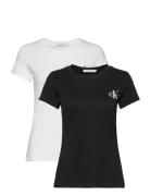 2-Pack Monogram Slim Tee Tops T-shirts & Tops Short-sleeved Black Calvin Klein Jeans