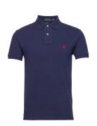 Slim Fit Mesh Polo Shirt Tops Polos Short-sleeved Navy Polo Ralph Lauren