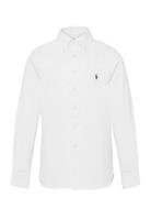 Slim Fit Cotton Oxford Shirt Tops Shirts Long-sleeved Shirts White Ralph Lauren Kids