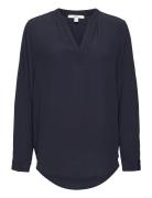 Blouse Made Of Lenzing™ Ecovero™ Viscose Tops Blouses Long-sleeved Blue Esprit Casual