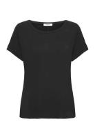 Mschfenya Modal Tee Tops T-shirts & Tops Short-sleeved Black MSCH Copenhagen