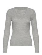 Slfcosta New Ls Knit Deep U-Neck Tops Knitwear Jumpers Grey Selected Femme