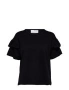 Slfrylie Ss Florence Tee M Noos Tops T-shirts & Tops Short-sleeved Black Selected Femme