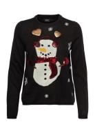 Onlxmas Exclusive Snowman Pullover Knt Tops Knitwear Jumpers Black ONLY