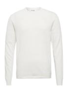 Slhmaine Ls Knit Crew Neck W Tops Knitwear Round Necks White Selected Homme