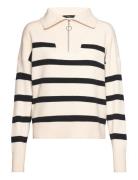 Vmsaba Stripe Ls Highneck Blouse Ga Noos Tops Knitwear Turtleneck Beige Vero Moda