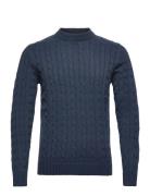 Slhryan Structure Crew Neck W Tops Knitwear Round Necks Blue Selected Homme