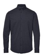 Hudson Aop Stretch Shirt Ls Tops Shirts Casual Navy Clean Cut Copenhagen