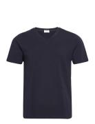 Stretch V-Neck Tee Designers T-Kortærmet Skjorte Navy Filippa K