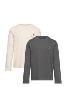 2-Pack Monogram Top Ls Tops T-shirts Long-sleeved T-Skjorte Multi/patterned Calvin Klein
