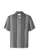 Slhrelax-Vero Shirt Ss Aop Tops Shirts Short-sleeved Blue Selected Homme