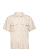 Onskari Ss Shirt Visc Lin 0075 Cs Tops Shirts Short-sleeved Cream ONLY & SONS