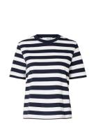 Slfessential Ss Striped Boxy Tee Noos Tops T-shirts & Tops Short-sleeved White Selected Femme