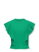Kognella S/L Short Ruffle Top Jrs Tops T-Kortærmet Skjorte Green Kids Only