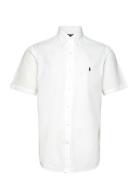 Custom Fit Seersucker Shirt Tops Shirts Short-sleeved White Polo Ralph Lauren