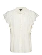 Drapey Poly Ggt-Top Tops Blouses Short-sleeved White Lauren Ralph Lauren