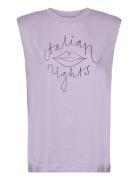 Cotton T-Shirt With Shoulderpads Tops T-shirts & Tops Sleeveless Purple Stella Nova