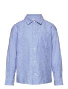 Shirt Linen Cotton Blend Tops Shirts Long-sleeved Shirts Blue Lindex