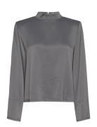 Shiny Longsleeve Top Tops T-shirts & Tops Long-sleeved Silver House Of Dagmar