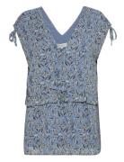 Recycled Polyester Top Tops Blouses Short-sleeved Blue Rosemunde