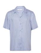 Regular-Fit Striped Bowling Shirt Tops Shirts Short-sleeved Purple Mango