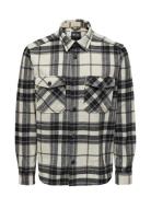 Onsmilo Ovr Check Ls Shirt Noos Tops Overshirts Cream ONLY & SONS