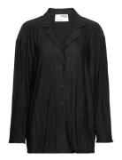 Slfellie Ls Plisse Shirt Curve Tops Shirts Long-sleeved Black Selected Femme